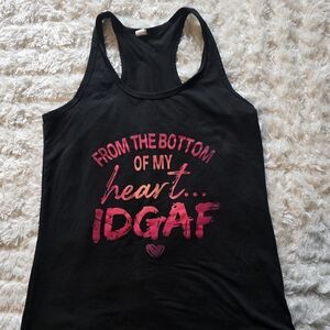 Black Tank Top with Pink Graphic Text